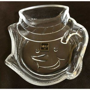 Mikasa Frosty's Magic Snowman Glass Sweet Dish Christmas Holidays in box NIB